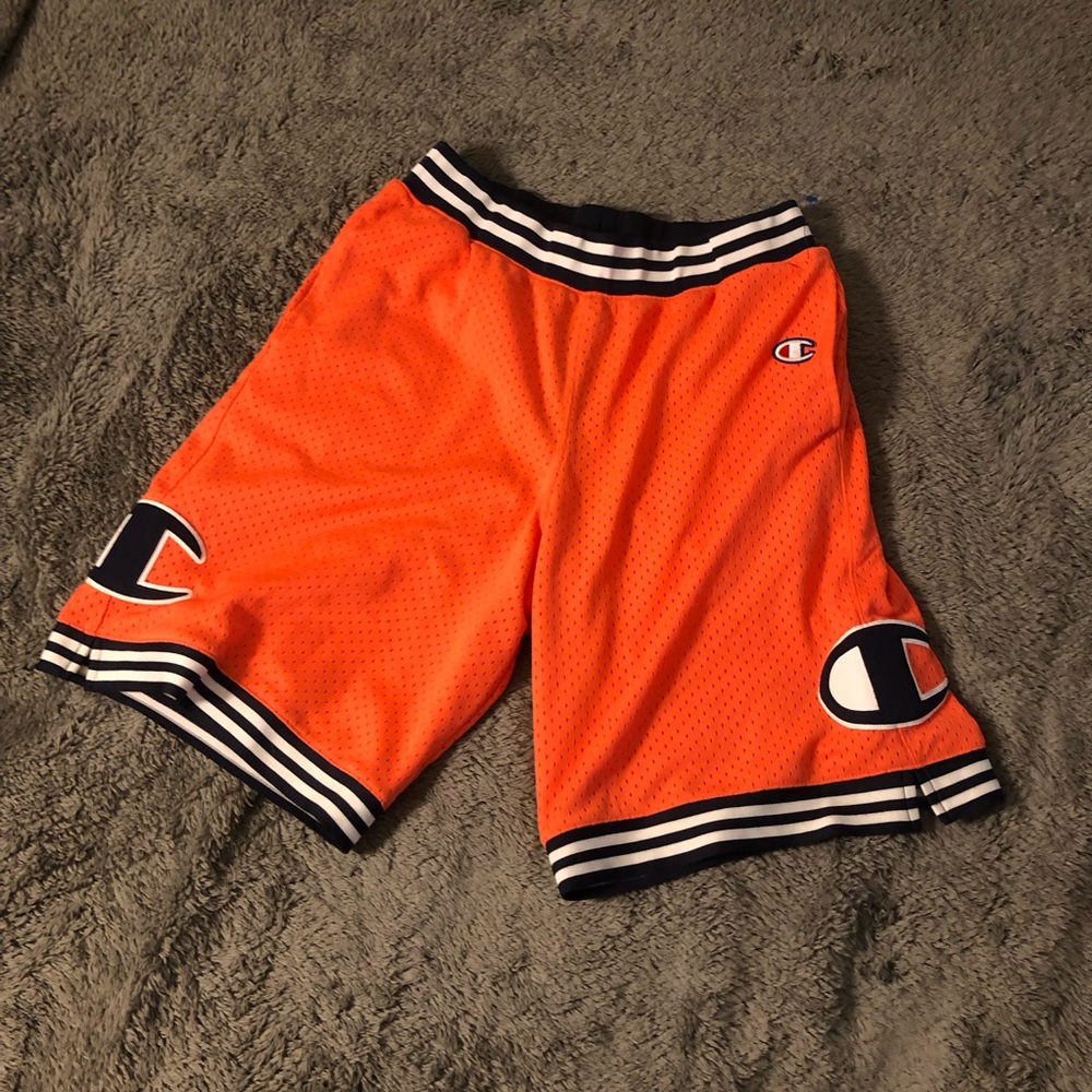 Champion Bright Orange Mesh Shorts Large - Picture 2 of 10